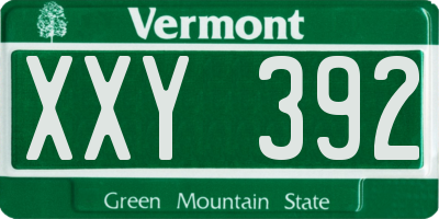 VT license plate XXY392