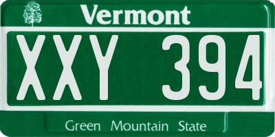 VT license plate XXY394