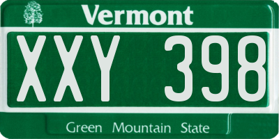 VT license plate XXY398