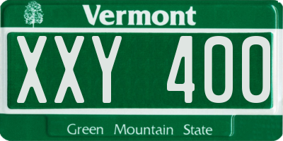VT license plate XXY400