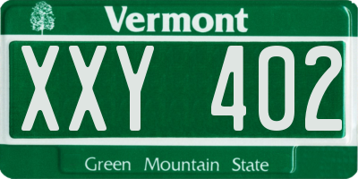 VT license plate XXY402