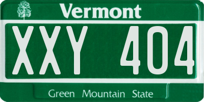 VT license plate XXY404