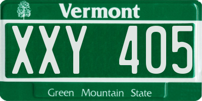 VT license plate XXY405
