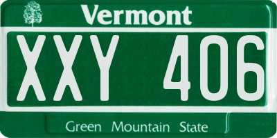 VT license plate XXY406