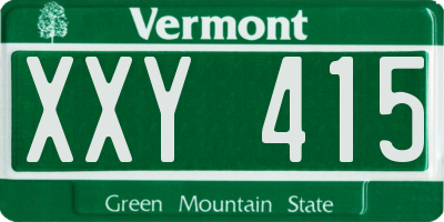 VT license plate XXY415