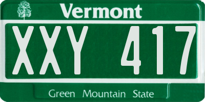 VT license plate XXY417