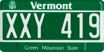 VT license plate XXY419