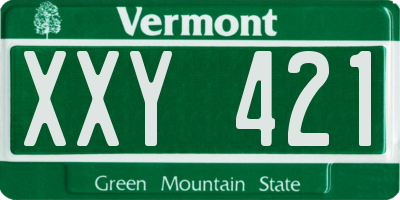 VT license plate XXY421