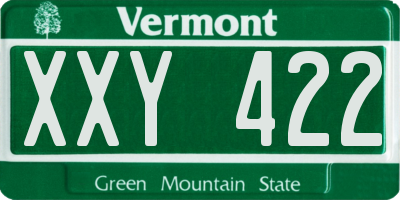 VT license plate XXY422