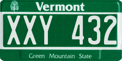VT license plate XXY432