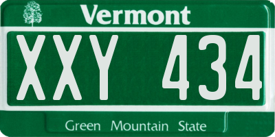 VT license plate XXY434