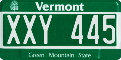 VT license plate XXY445