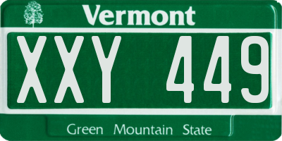 VT license plate XXY449