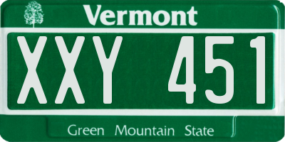 VT license plate XXY451