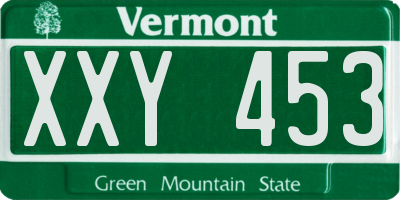 VT license plate XXY453