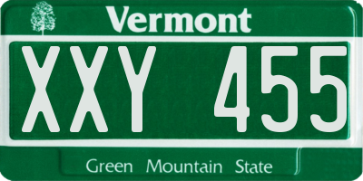 VT license plate XXY455