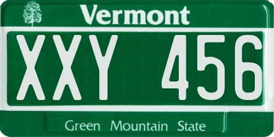 VT license plate XXY456