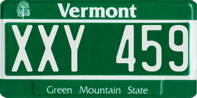VT license plate XXY459