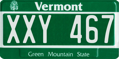VT license plate XXY467