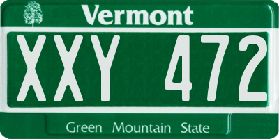 VT license plate XXY472