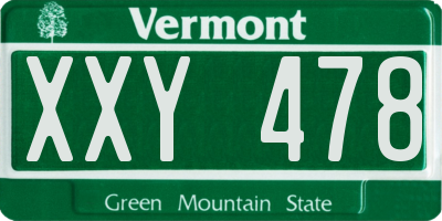VT license plate XXY478