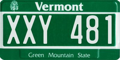 VT license plate XXY481