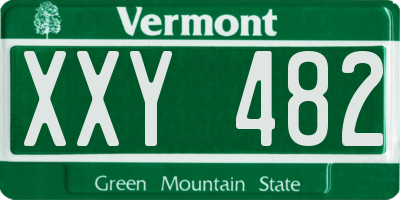 VT license plate XXY482