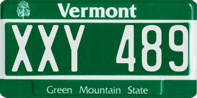 VT license plate XXY489