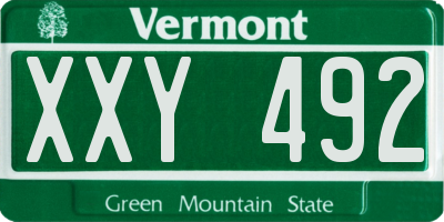 VT license plate XXY492