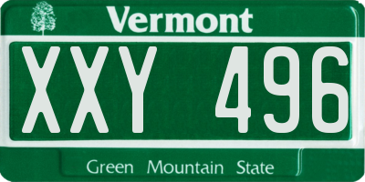 VT license plate XXY496