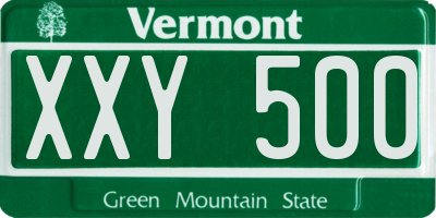 VT license plate XXY500