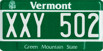 VT license plate XXY502