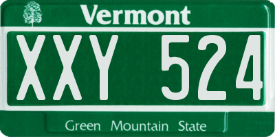 VT license plate XXY524