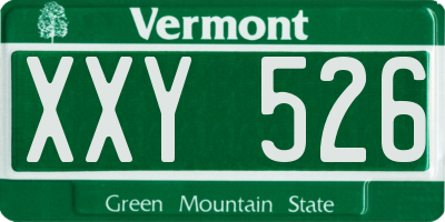 VT license plate XXY526
