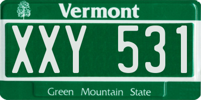 VT license plate XXY531