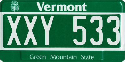 VT license plate XXY533