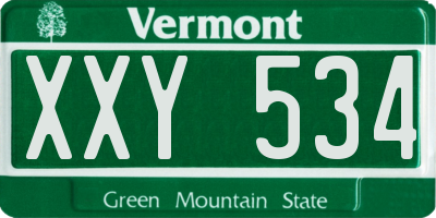 VT license plate XXY534