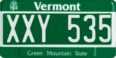VT license plate XXY535