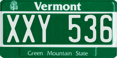 VT license plate XXY536