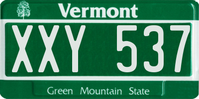 VT license plate XXY537