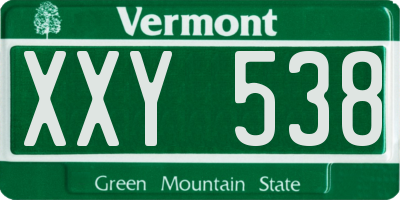 VT license plate XXY538