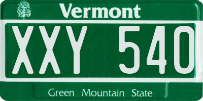 VT license plate XXY540