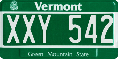 VT license plate XXY542