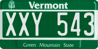 VT license plate XXY543