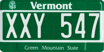 VT license plate XXY547