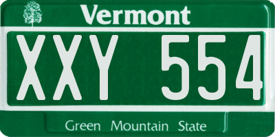 VT license plate XXY554
