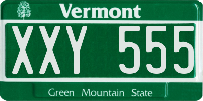 VT license plate XXY555