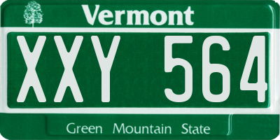 VT license plate XXY564