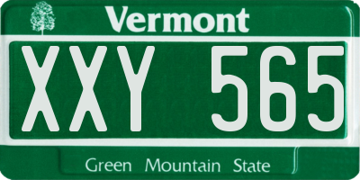 VT license plate XXY565