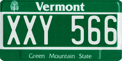 VT license plate XXY566